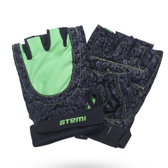 Перчатки для фитнеса Atemi AFG06GNM, черно-зеленые, размер M