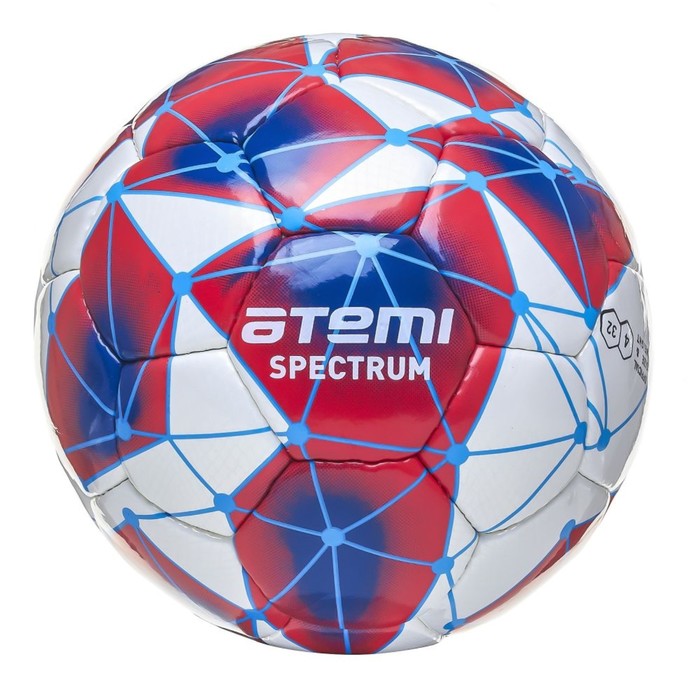 фото Мяч футбольный atemi spectrum, pu, бел/сине/красн, размер 3, р/ш, окруж 60-61