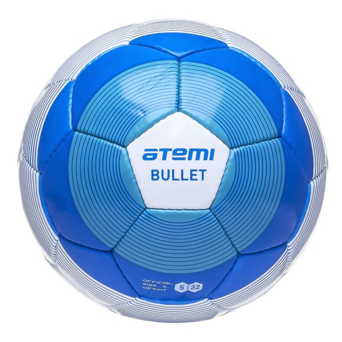 фото Мяч футбольный atemi bullet, pu, сине/бел, размер 5, р/ш, окруж 68-70