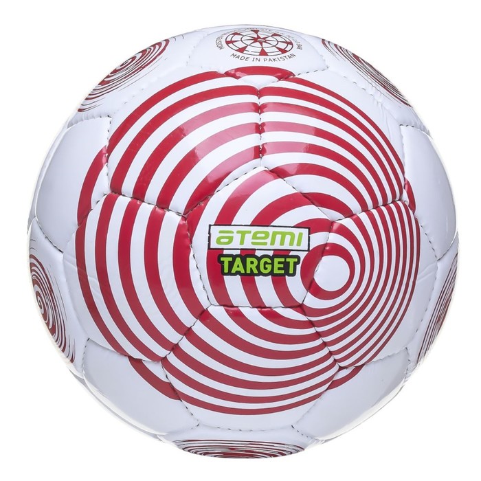 Мяч футбольный ATEMI TARGET, PVC, бел/красн, размер 5, р/ш, окруж 68-70