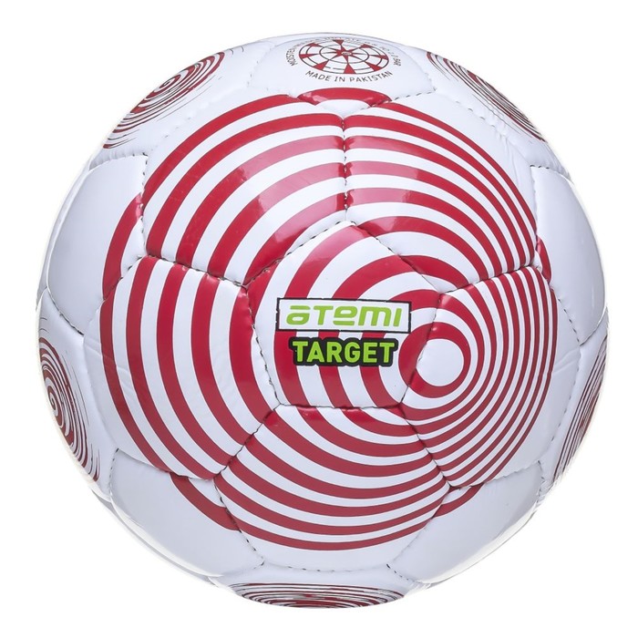 фото Мяч футбольный atemi target, pvc, бел/красн, размер 5, р/ш, окруж 68-70