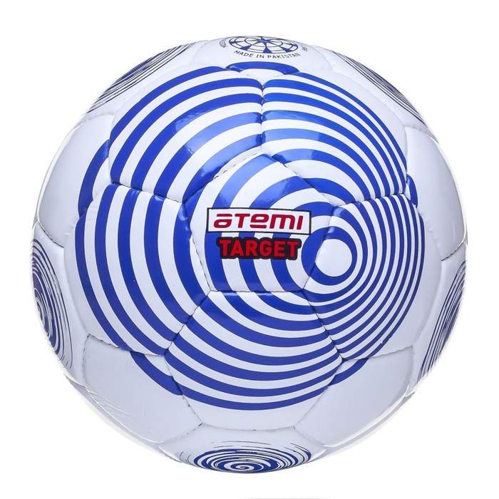 Мяч футбольный ATEMI TARGET, PVC, бел/синий , размер 5, р/ш, окруж 68-70