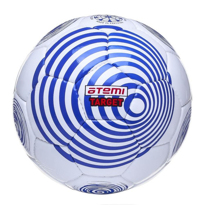 фото Мяч футбольный atemi target, pvc, бел/синий , размер 5, р/ш, окруж 68-70