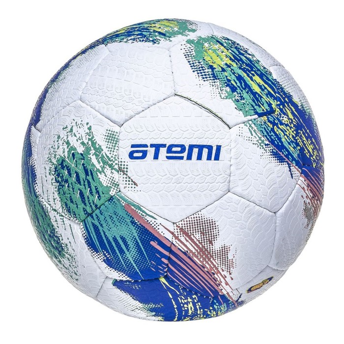 Мяч футбольный Atemi GALAXY, резина, бело/зелен/синий, размер 5, р/ш, окруж 68-70 мяч футбольный atemi spectrum pvc shiny 1mm бел сер оранж р 5 р ш окруж 68 70
