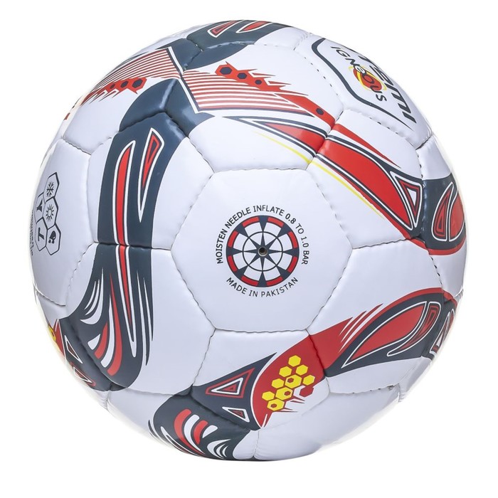 фото Мяч футбольный atemi igneous, pu/pvc 1.3mm, бел/серый/оранж, р.5, р/ш, 32 п , окруж 68-70