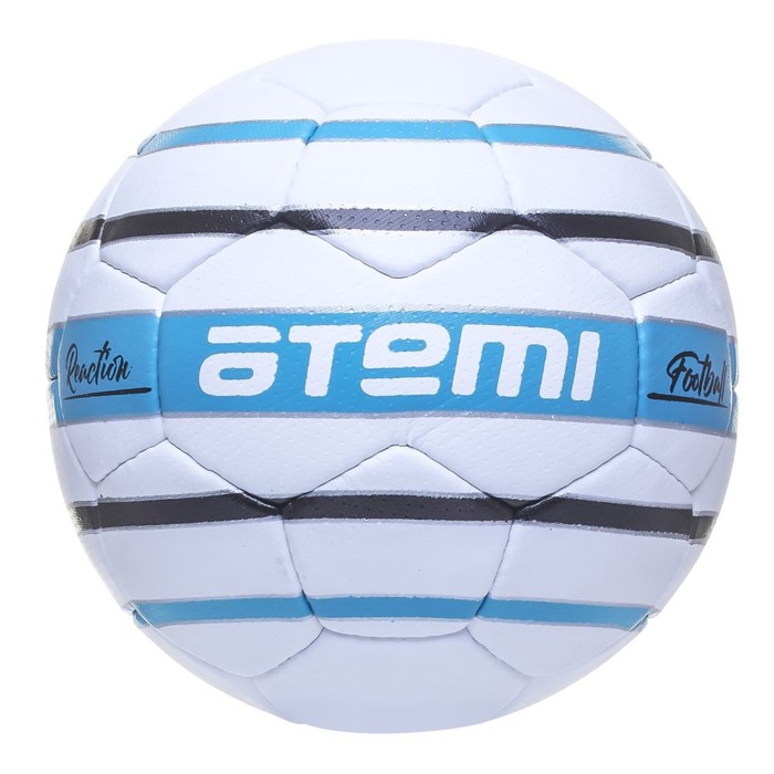 Мяч футбольный ATEMI REACTION, PU, 1.4мм, белый/голубой/черный, р.5, р/ш, 32 п, окруж 68-70  950595