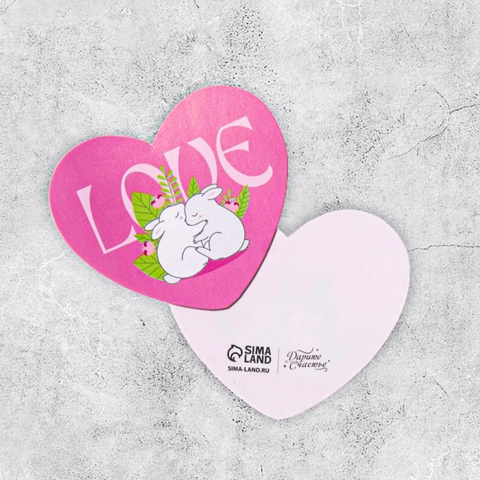 

Открытка-валентинка "Love" кролики, 7,1 × 6,1 см