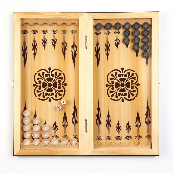 фото Нарды "кони", деревянная доска 40 x 40 см, с полем для игры в шашки take it easy