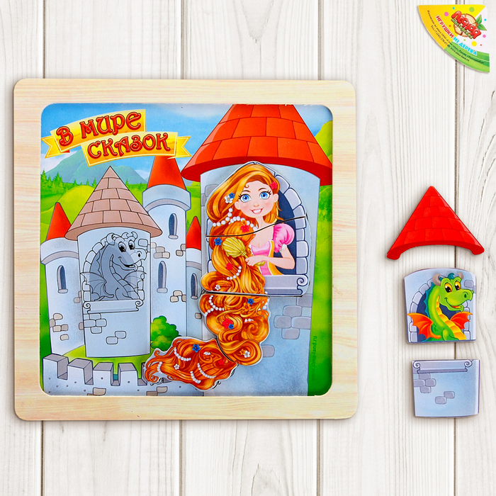 Конструктор магнитный в деревянной рамке &quot;В мире сказок&quot;, 7 элементов
