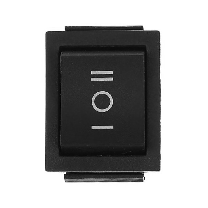 Кнопка - выключатель, трехпозиционный, 250 Вт, 15 А, 6 с, черный с нейтралью