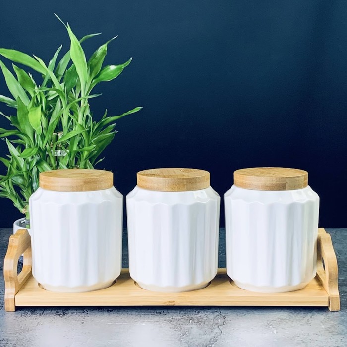 

Набор банок Lenardi Bamboo, на подставке, 600 мл, 3 шт