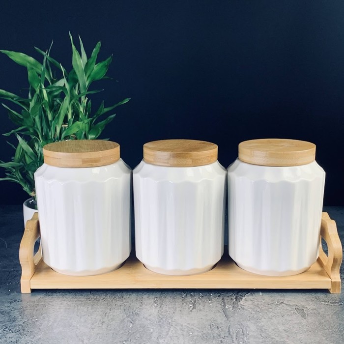 

Набор банок Lenardi Bamboo, на подставке, 360 мл, 3 шт