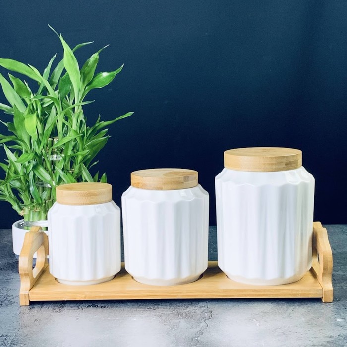

Набор банок Lenardi Bamboo, на подставке, 3 шт