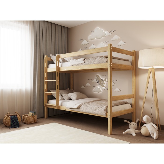 цена Двухъярусная кровать «Мартина», 700 × 1900 мм, массив, без покрытия, цвет сосна