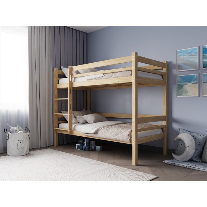 цена Двухъярусная кровать «Фабиа», 700 × 1900 мм, массив, без покрытия, цвет сосна