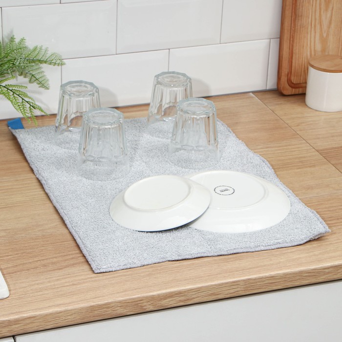 Коврик для сушки посуды Доляна «Лофт», 38×50 см, микрофибра, цвет светло-серый