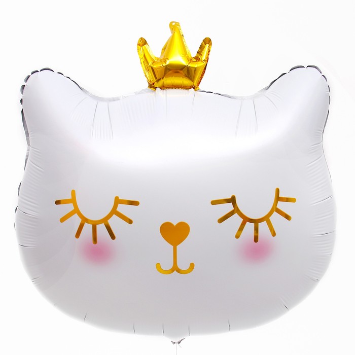 Шар фольгированный 24 «Милый котёнок с короной», цвет белый