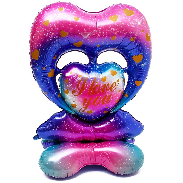 Шар фольгированный 63 «Сердце. Фиолетовый градиент», на подставке, под воздух шар фольгированный 42 сердце контур фигура градиент