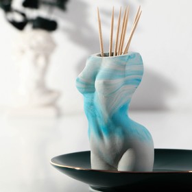 Подставка для зубочисток «Женское тело» мрамор синий Ош
