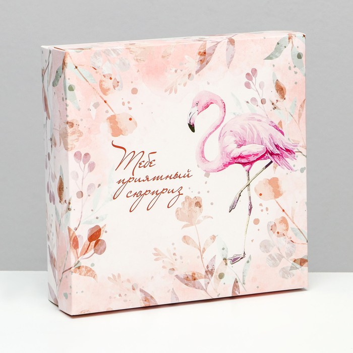 Коробка складная, Фламинго 23 х 23 х 6,5 см