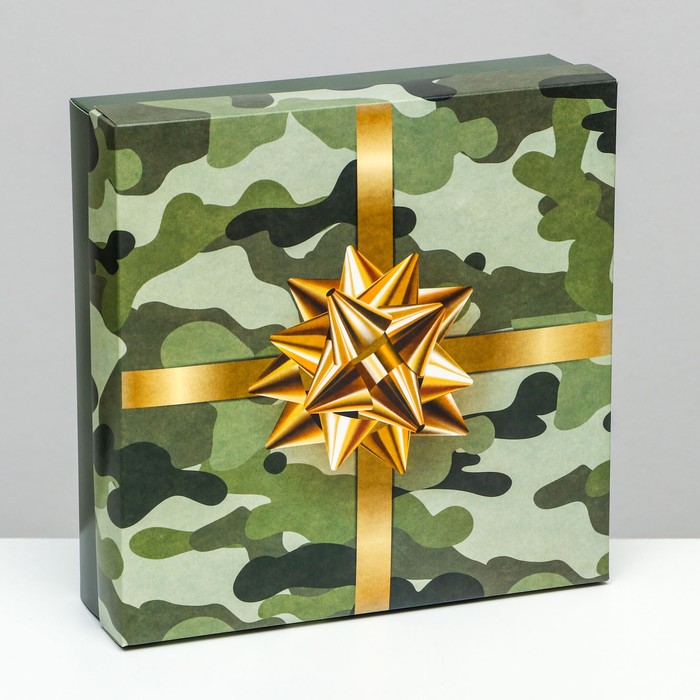 Коробка складная, Праздничный камуфляж 23 х 23 х 6,5 см коробка складная стратегический запас 23 х 23 х 6 5 см