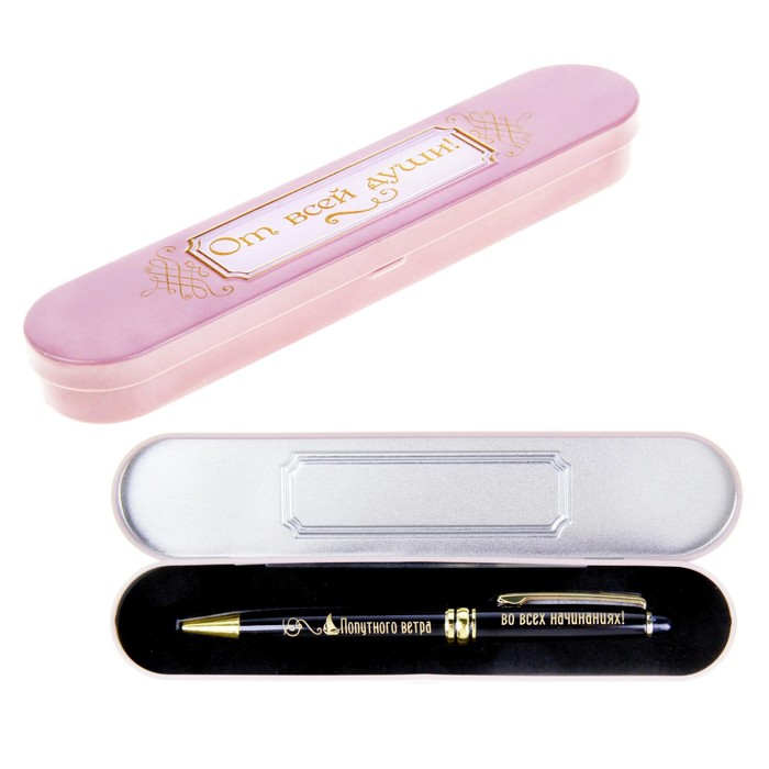 Ручка подарочная в металлическом футляре "Попутного ветра во всех начинаниях"