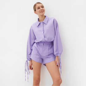 Комплект женский (блузка, шорты) MINAKU: Casual Collection цвет сиреневый, размер 46