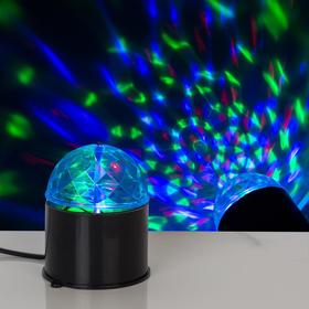 Световой прибор «Хрустальный шар» 7.5 см, свечение RGB, 220 В, чёрный Ош