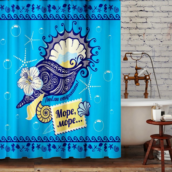 Шторка в ванную "Море, море", 170 х 175 см