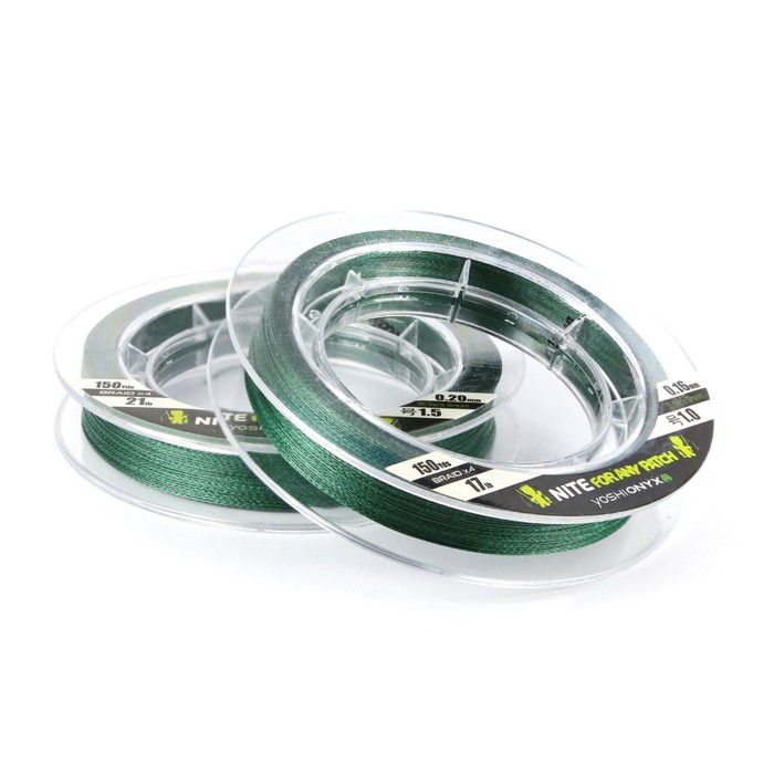 

Леска плетеная Yoshi Onyx NITE x4 Dark Green, 135 м, 0.15 мм, тест 5.9 кг