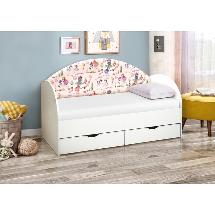 Кровать детская с мягкой спинкой «Софа №11», 800 × 1600 мм, цвет белый / принцесски кровать детская с мягкой спинкой софа 11 800 × 1900 мм цвет дуб крафт белый шарики