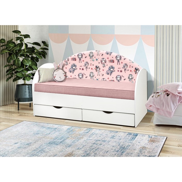 Кровать детская с мягкой спинкой «Софа №11», 800 × 1900 мм, цвет белый / девчонки кровать софа 800 х 1900 белый хоккей