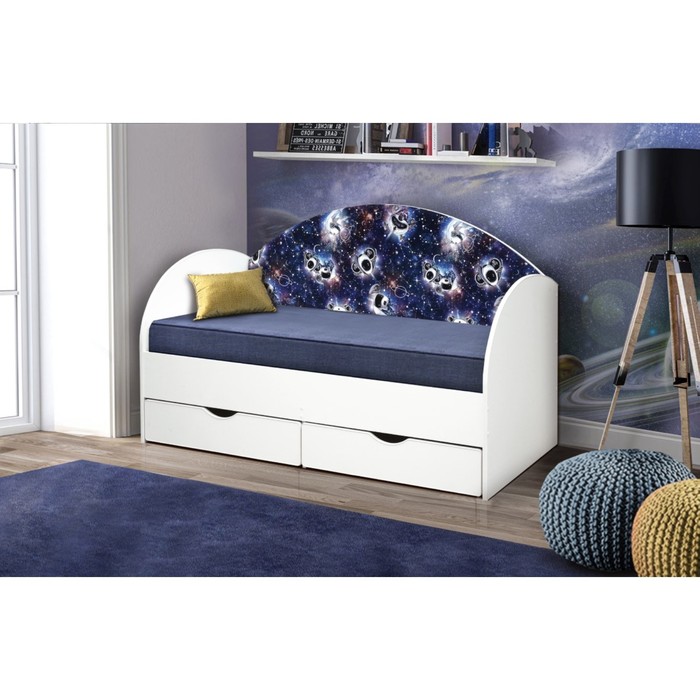 Кровать детская с мягкой спинкой «Софа №11», 800 × 1900 мм, цвет белый / космопузики кровать софа 800 х 1900 белый хоккей