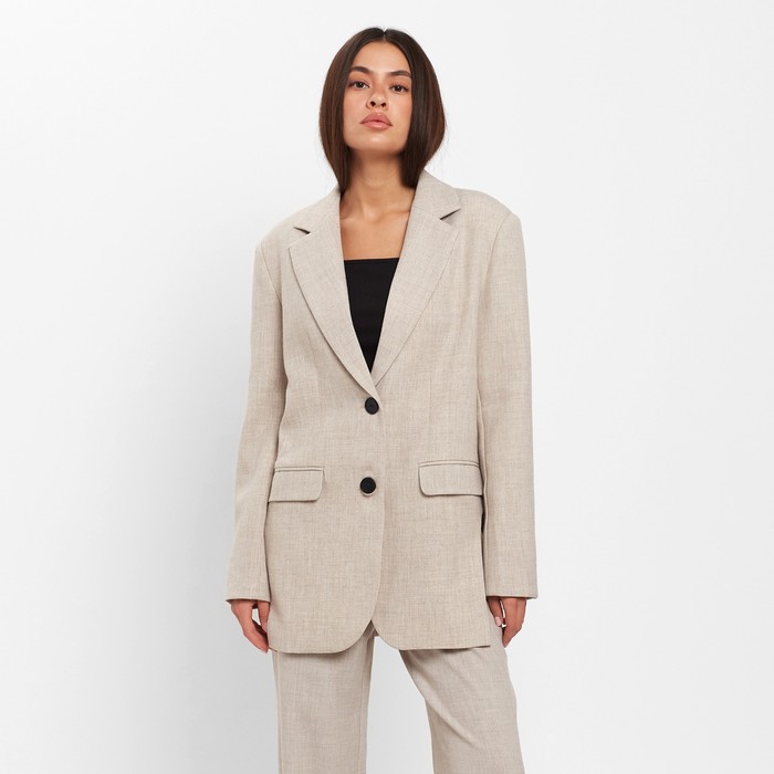 Пиджак женский с боковыми разрезами MIST размер 48-50, цвет бежевый