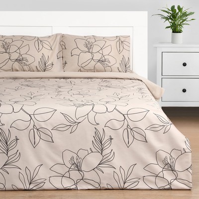 Постельное бельё Этель 1-5 сп Graphic flowers 143х215 см, 150х214 см, 50х70 см -2 шт, мако-сатин 114г/м2