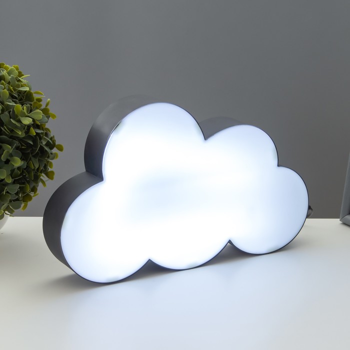 

Ночник для записей "Облачко" LED с маркерами, от батареек/USB бело-чёрный 19х30х5 см
