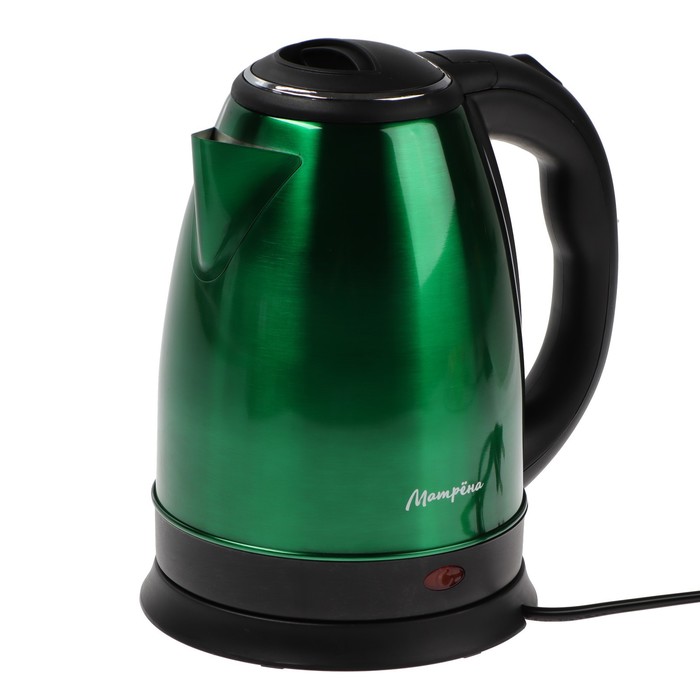 цена Чайник электрический МАТРЁНА MA-002, металл, 1.8 л, 1500 Вт, зелёно-чёрный