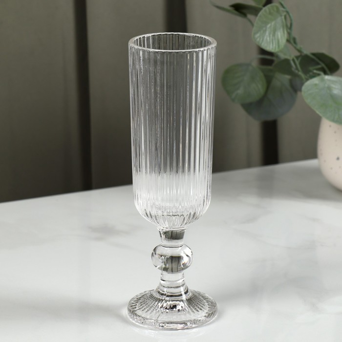 Бокал из стекла для шампанского Magistro «Грани», 150 мл, 5,5×18,5 см, цвет прозрачный бокал стеклянный для вина magistro грани 250 мл 8×14 5 см цвет прозрачный