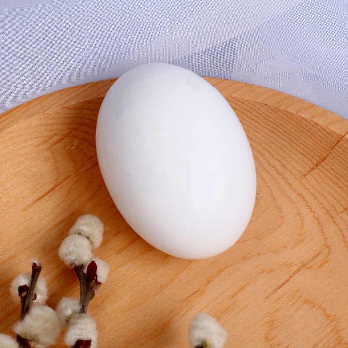фото Деревянное яйцо для декора «белый» 6,1 × 4,6 × 4,6 см