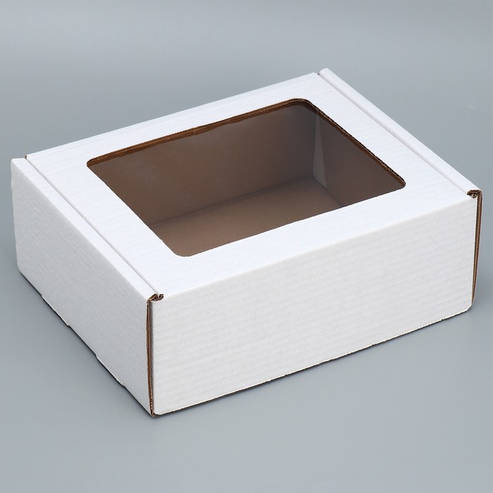 Коробка подарочная сборная с окном белая, упаковка, 27х10х21 см роскошная белая картонная упаковка для одежды шарфа полотенец складная бумажная подарочная коробка с прозрачным окном