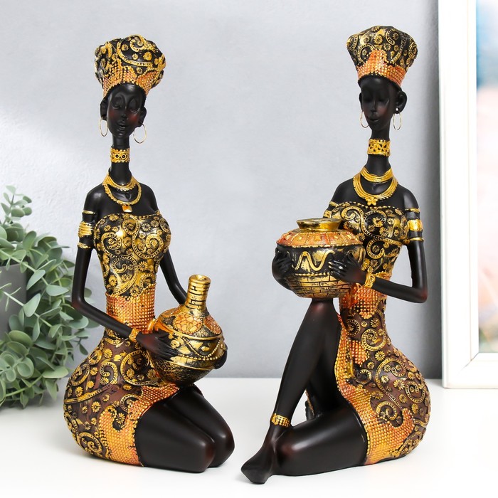 Сувенир полистоун Африканка с кувшином в нарядном платье МИКС 15,5х10х32,5 см нд 2076 африканка с кувшином
