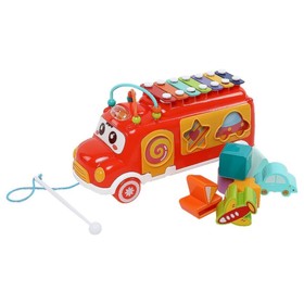 Музыкальный детский центр Everflo Happy Bus HS0413355, машинка, цвет красный Ош