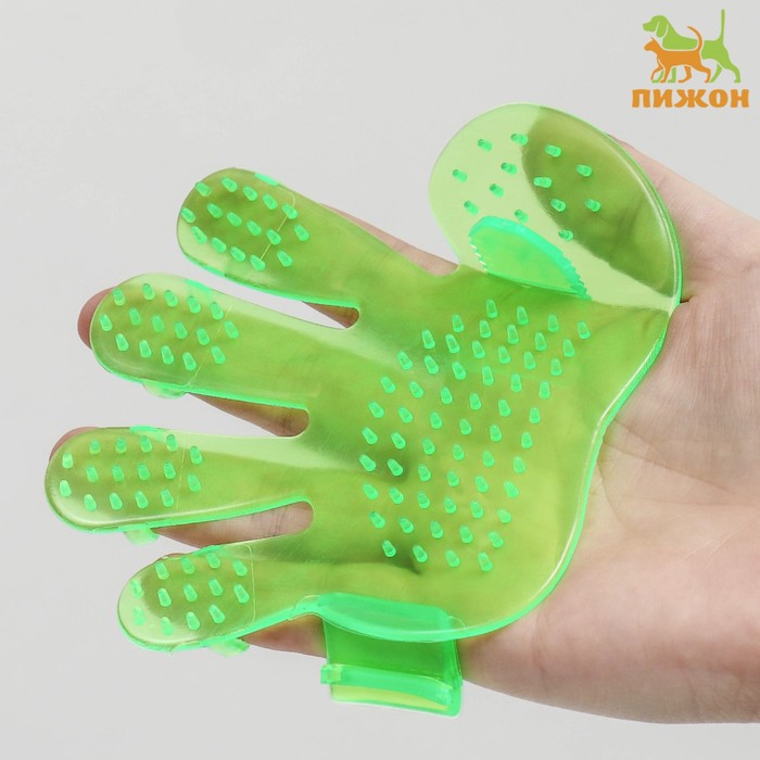 Щетка массажная резиновая на руку, зелёная щетка для шерсти пижон щетка массажная резиновая на руку