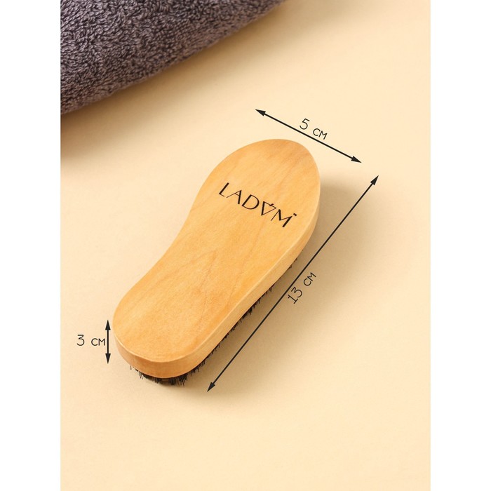 Щётка для одежды деревянная LaDо́m, 13×5×3 см, искусственный ворс, 130 пучков