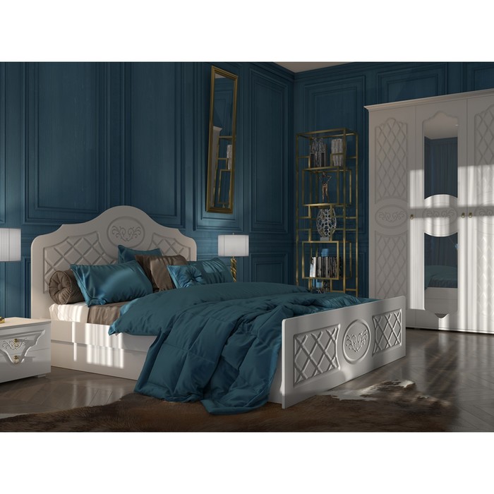 Кровать «Престиж», 1400 × 2000 мм, ЛДСП / МДФ, цвет белый матовый / белый