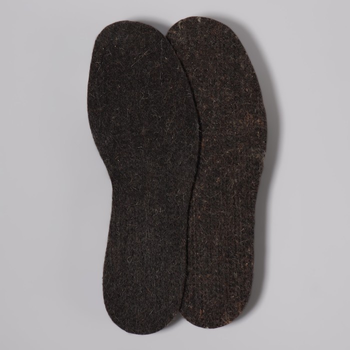 Стельки для обуви, универсальные, полушерстяной войлок, толщина 5 мм, 36-43 р-р, пара, цвет чёрный