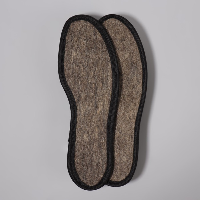 фото Стельки для обуви, грубый войлок, с окантовкой, 43 р-р, пара, цвет коричневый/чёрный