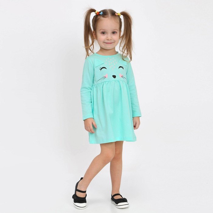 Платье для девочки, цвет мятный, рост 98-104 см футболка для девочки цвет мятный meow рост 104 см