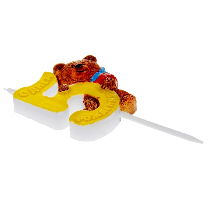 Свеча в торт "Мишка" цифра 5