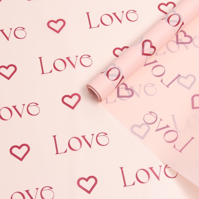 

Пленка для цветов матовая, "Love", 0,57х10м, розовый